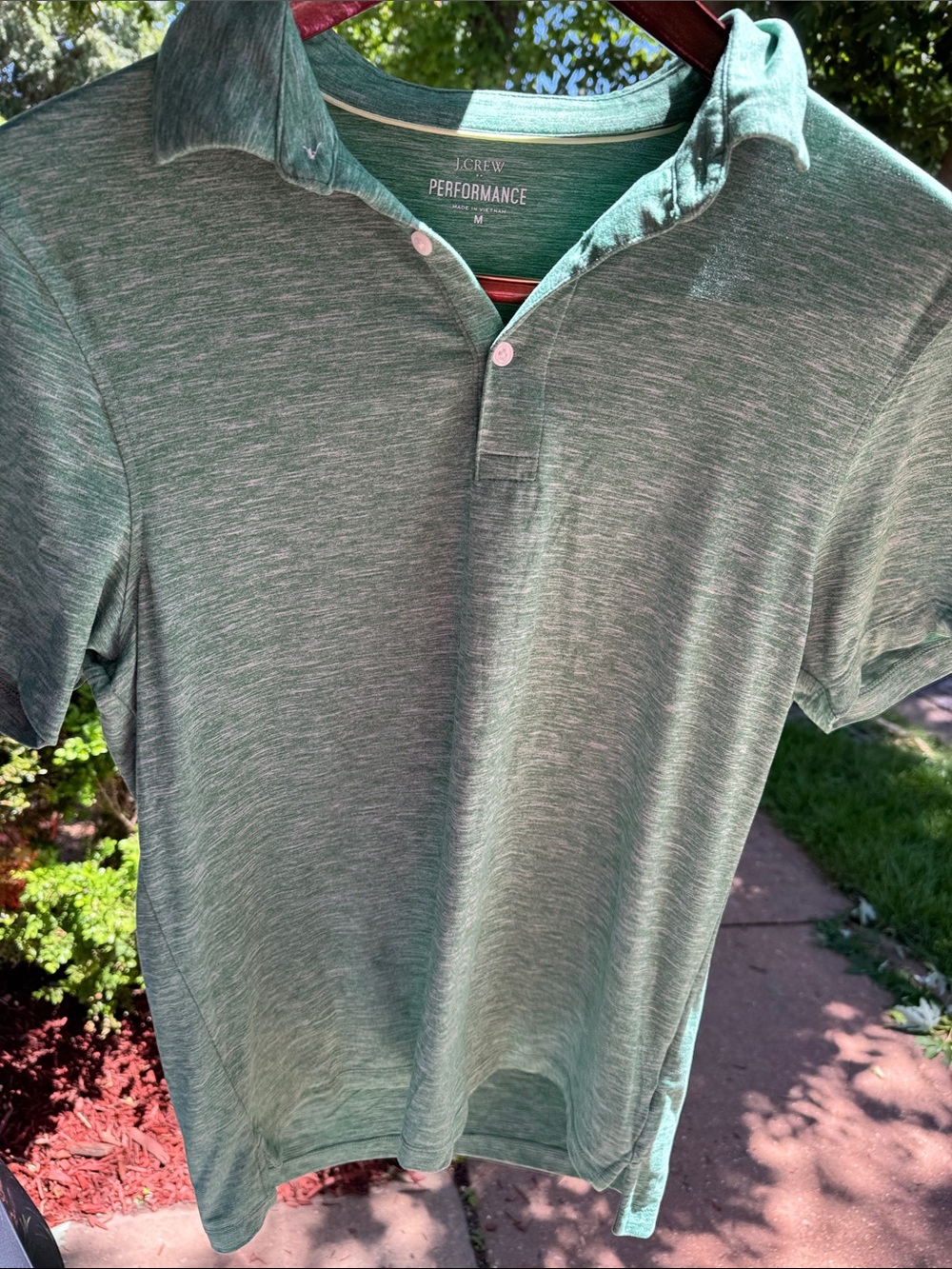 J. Crew Performance Heathered Seafoam Green Polo